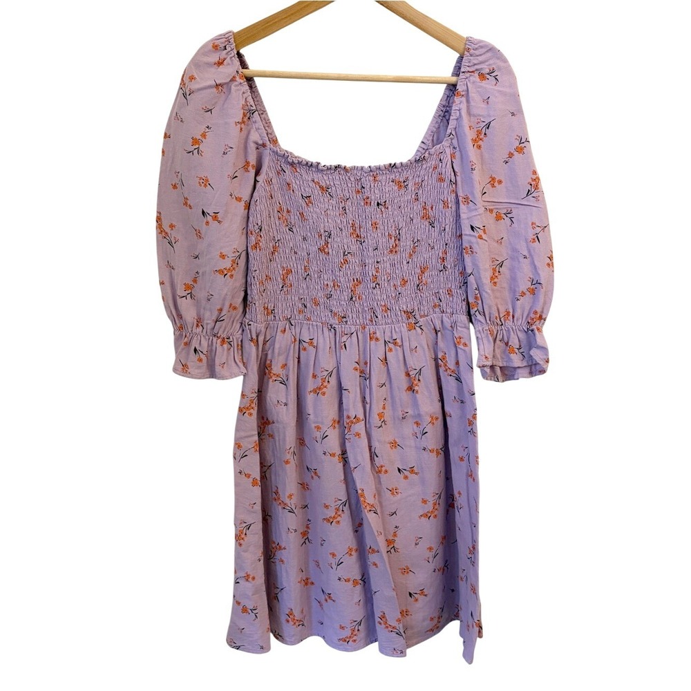 New Look Floral Smocked Mini Dress 6 Cottagecore‎ Prairie Puff Sleeves Milkmaid